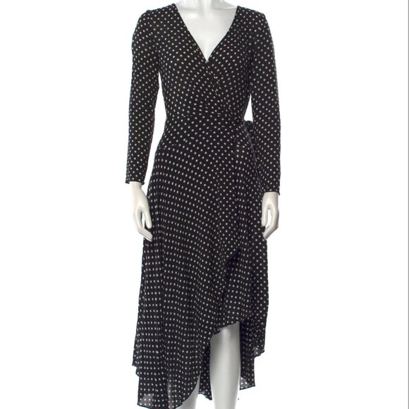Zimmermann $800 black wrap polka dot midi dress size 0 - Picture 1 of 7